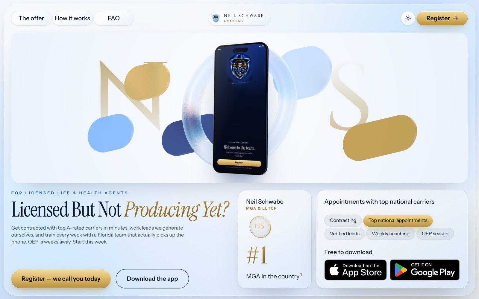 Neil Schwabe Academy website — Licensed but not producing yet?