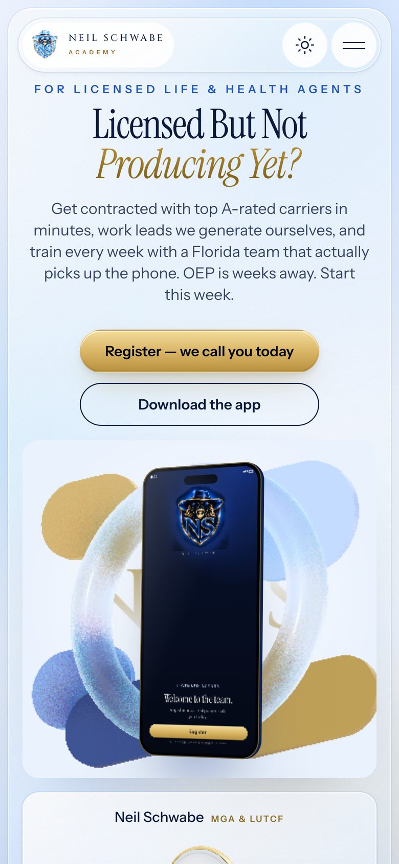 Neil Schwabe Academy on mobile